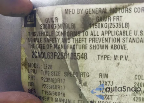 2006 Chevrolet Equinox Lt from USA, damaged, VIN 2CNDL63F266105548